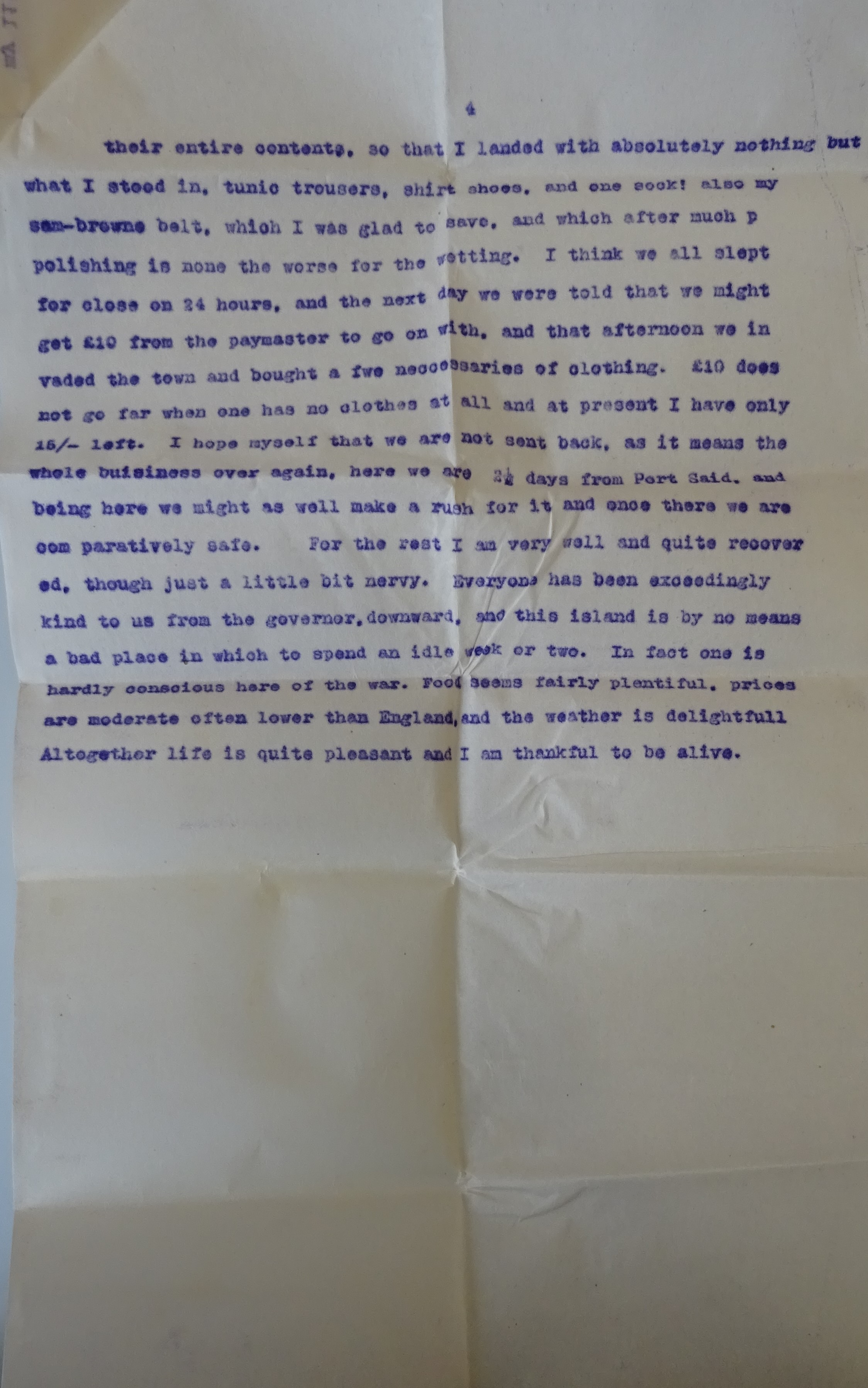 April 20th 1917 Copy of letter from Wilfred Brown Constable to his